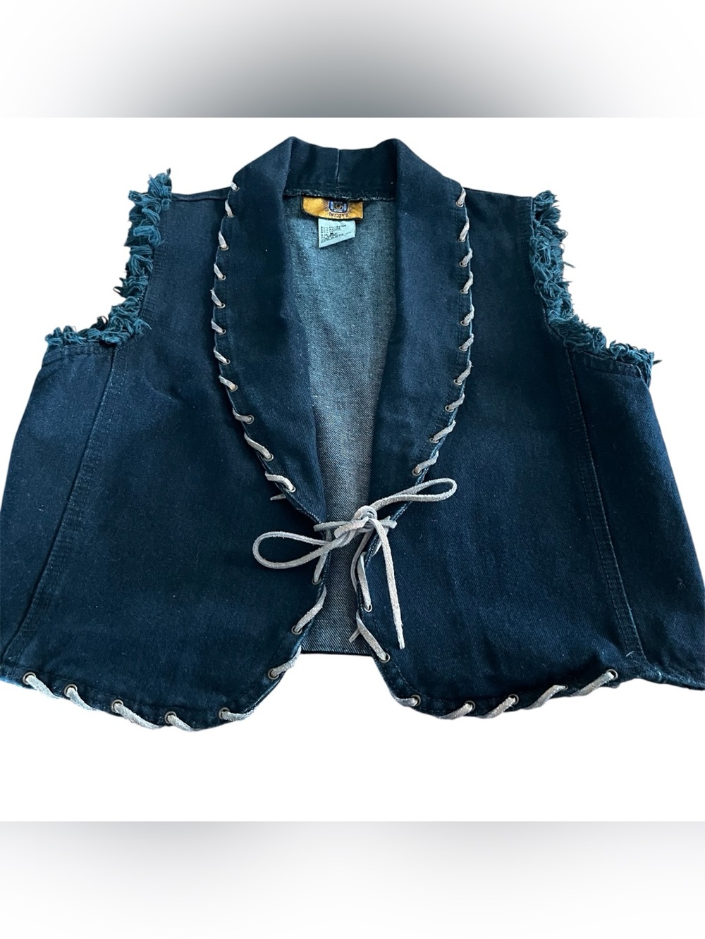 Denim Lace-Up Vest‎ in Dark Indigo V neck Cowgirl. Sz 3